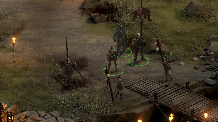 Reach Scarlet Chorus Camp and head for the main gate - Taking the Outer Valley - main quest | Scarlet Chorus Camp - Scarlet Chorus Camp - Tyranny Game Guide