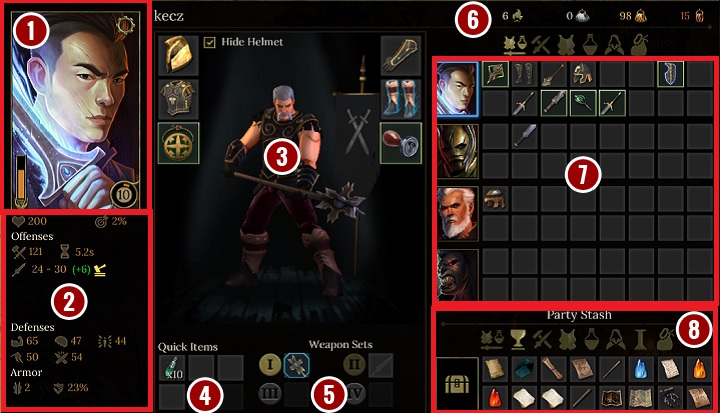 The presented screen will appear once you select your inventory - The Interface - The Basics - Tyranny Game Guide
