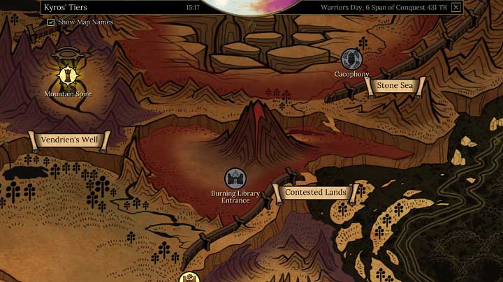 You can access the world map regardless of your current location - The Interface - The Basics - Tyranny Game Guide