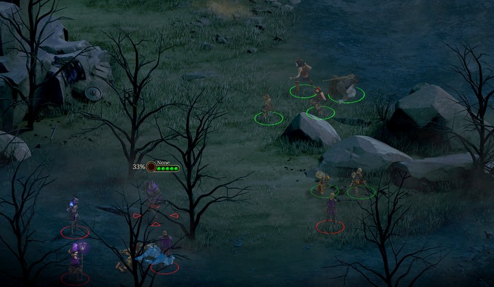 The largest group of enemies is in the bottom left corner so play it tactically - Opportune Offensive - side quest | Stone Sea - Stone Sea - Tyranny Game Guide