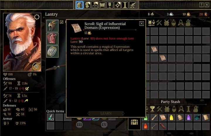 You cant learn Sigils from scrolls if you dont have sufficient Lore - Creating Spells (Sigils) - Important information - Tyranny Game Guide