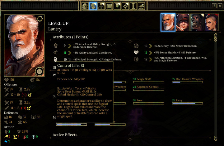 If you hover the cursor over a skill, you will see information regarding the attributes boost its development - How to Build Your Character - Important information - Tyranny Game Guide