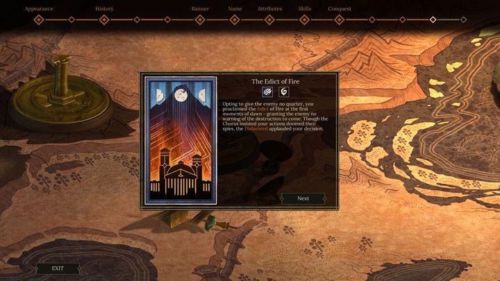 The Edict of Fire is a powerful spell that can easily destroy the entire city. - 3rd Year of the Conquest - Conquest - World Map decisions - Tyranny Game Guide