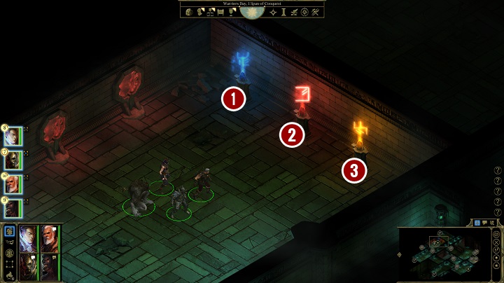 The puzzle requires us to set the Torchkeys in the right order - A Breach Between Worlds - main quest | Blade Grave - Blade Grave - Tyranny Game Guide