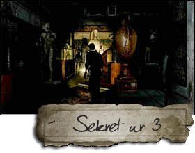 The third secret has been hidden among the exhibits in a room with doors secured by an alarm - Uncharted 2: Chapter 2 Breaking and Entering treasures, secrets - Treasures - Uncharted 2 Guide