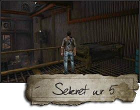 The last treasure was placed on an air conditioner hanging over the entrance to the big hangar (you have to push a cart to get it) - Uncharted 2: Chapter 12 A Train to Catch treasures, secrets - Treasures - Uncharted 2 Guide