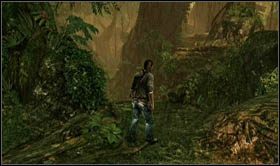 Dont jump down - head towards the next shelf to reach the rock - Uncharted 2: Borneo, chapter 3 walkthrough - Walkthrough - Uncharted 2 Guide
