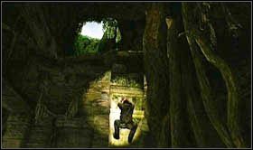 A column with protruding elements is in the place where you have jump down to the lower floor - climb these elements to reach the top - Uncharted 2: Dig Site, chapter 4 walkthrough - Walkthrough - Uncharted 2 Guide