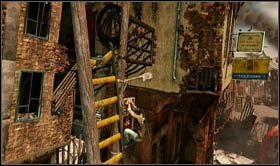 After all the enemies are dead, look around for a lantern with billboards - Uncharted 2: Urban Warfare part 1, chapter 5 walkthrough - Walkthrough - Uncharted 2 Guide
