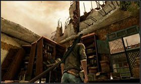 swing and jump towards the next building - Uncharted 2: Urban Warfare part 1, chapter 5 walkthrough - Walkthrough - Uncharted 2 Guide