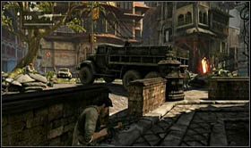 After it ends, you will find yourself behind one of the sculptures, at the edge of the square full of opponents [secret 1] [secret 2] - Uncharted 2: Desperate Times part 1, chapter 6 walkthrough - Walkthrough - Uncharted 2 Guide