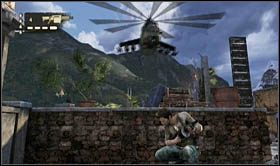 To go further, you have to jump down to the roof below - Uncharted 2: Desperate Times part 3, chapter 6 walkthrough - Walkthrough - Uncharted 2 Guide