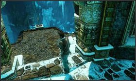 Jump on the wheel again, this time from the top, and get to the other side - Uncharted 2: Heart of Ice part 2, chapter 18 walkthrough - Walkthrough - Uncharted 2 Guide