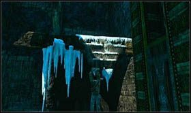 Swing and then jump towards the mechanism with chains and weights - Uncharted 2: Heart of Ice part 2, chapter 18 walkthrough - Walkthrough - Uncharted 2 Guide