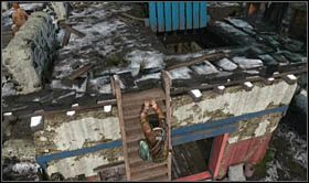 The building with blue trapdoor has a machine gun - Uncharted 2: Siege, chapter 19 walkthrough - Walkthrough - Uncharted 2 Guide