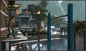 Once outside, the camera will change position - jump towards the pole and then on the wall - Uncharted 2: Cat and Mouse part 1, chapter 20 walkthrough - Walkthrough - Uncharted 2 Guide