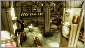 In order to get to it, we need to approach the second column in the middle of the room and climb it [1] - Uncharted 3: Chapter 5 - London Underground walkthrough - Walkthrough - Uncharted 3 Drakes Deception Guide