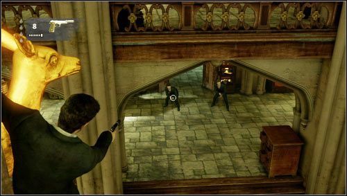After jumping on the doe, the opponents will break into the room - Uncharted 3: Chapter 5 - London Underground walkthrough - Walkthrough - Uncharted 3 Drakes Deception Guide