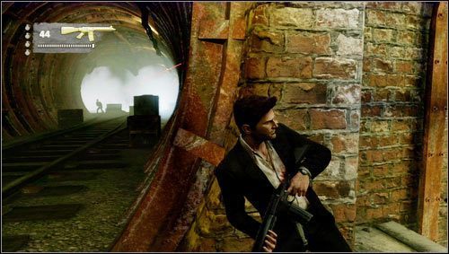 We run into a passage leading into a wide tunnel - Uncharted 3: Chapter 5 - London Underground walkthrough - Walkthrough - Uncharted 3 Drakes Deception Guide