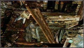 Now return to the first chandelier, from here jump to the second one [1] and finally we jump near the beam blocking the doors - Uncharted 3: Chapter 6 - The Chateau part 1 walkthrough - Walkthrough - Uncharted 3 Drakes Deception Guide