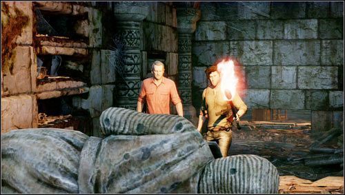 Go through the hidden passage and approach the tomb [1] - Uncharted 3: Chapter 6 - The Chateau part 2 walkthrough - Walkthrough - Uncharted 3 Drakes Deception Guide