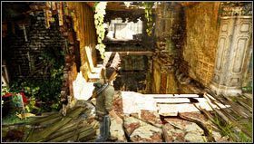 Moving deeper into the room, we find a hole in the floor, through which we jump to run into our competition, preparing to burn the estate [1] - Uncharted 3: Chapter 7 - Stay in the Light walkthrough - Walkthrough - Uncharted 3 Drakes Deception Guide