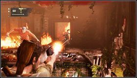 Once the area is cleared, we help Sullivan get to us by dropping a wooden beam [1] - Uncharted 3: Chapter 7 - Stay in the Light walkthrough - Walkthrough - Uncharted 3 Drakes Deception Guide