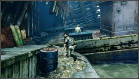 We go left along the pipes and jump onto the anchor chain [1] - Uncharted 3: Chapter 12 - Abducted part 1 walkthrough - Walkthrough - Uncharted 3 Drakes Deception Guide