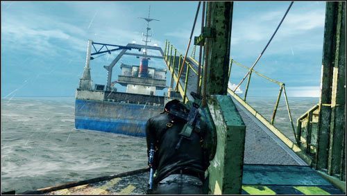 We jump on the bobbing barges and deal with several opponents - Uncharted 3: Chapter 13 - Rough Seas walkthrough - Walkthrough - Uncharted 3 Drakes Deception Guide