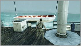 Once on board, go right and up the stairs with the star symbol [1] - Uncharted 3: Chapter 14 - Cruisin for a Bruisin walkthrough - Walkthrough - Uncharted 3 Drakes Deception Guide