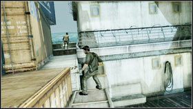 We use the ropes to go left and onto the deck and eliminate the first enemy [1] - Uncharted 3: Chapter 14 - Cruisin for a Bruisin walkthrough - Walkthrough - Uncharted 3 Drakes Deception Guide