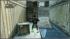 We turn around the corner and go through the container [1] - Uncharted 3: Chapter 14 - Cruisin for a Bruisin walkthrough - Walkthrough - Uncharted 3 Drakes Deception Guide