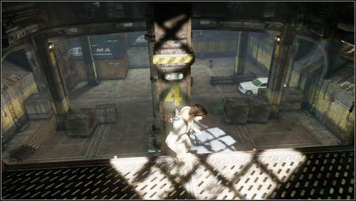 Passing through the red corridor, we will get to the cargo Bay, where we will see Sullivan held captive [1] - Uncharted 3: Chapter 14 - Cruisin for a Bruisin walkthrough - Walkthrough - Uncharted 3 Drakes Deception Guide