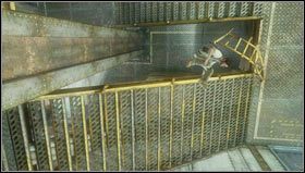 As soon as we reach the surface, we go towards the red light [1] and climb up the boxes - Uncharted 3: Chapter 15 - Sink or Swim walkthrough - Walkthrough - Uncharted 3 Drakes Deception Guide