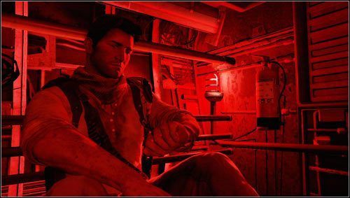 After a few hours of travel in a small chamber above the landing gear [1], it will be time to get out of your hideout and see what is happening on the plane - Uncharted 3: Chapter 17 - Stowaway walkthrough - Walkthrough - Uncharted 3 Drakes Deception Guide