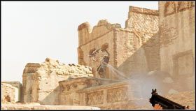 Run up the stairs and eliminate the enemy - Uncharted 3: Chapter 19 - The Settlement walkthrough - Walkthrough - Uncharted 3 Drakes Deception Guide