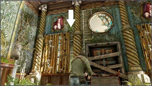 Next to a room with statues of knights and a fireplace (with a secret passage) there is a small vestibule - Uncharted 3: Chapter 6 treasures guide - Treasures - Uncharted 3 Drakes Deception Guide