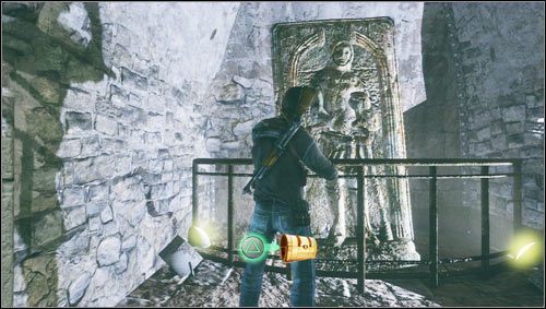 After crossing the drawbridge you have to destroy a padlock in the metal gate (shoot at it) - Uncharted 3: Chapter 8 treasures guide - Treasures - Uncharted 3 Drakes Deception Guide