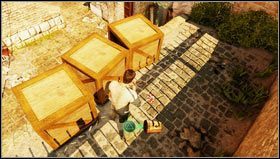 After recovering Charlies notebook and killing all enemies on the street, run out of the battlefield and follow your allies [1] - Uncharted 3: Chapter 10 treasures guide - Treasures - Uncharted 3 Drakes Deception Guide