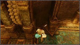 After solving the three columns puzzle on the back of the map, you will move through a hidden passage - Uncharted 3: Chapter 11 treasures guide - Treasures - Uncharted 3 Drakes Deception Guide