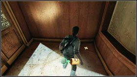 After the battle in the hall with a stage [1] go through the open door and turn right (before going outside) - Uncharted 3: Chapter 14 treasures guide - Treasures - Uncharted 3 Drakes Deception Guide