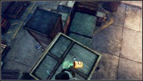 At the beginning of the chapter, after passing through the metal gates, climb up to the highest stack of crates [1] to find a treasure on top of it [2] - Uncharted 3: Chapter 16 treasures guide - Treasures - Uncharted 3 Drakes Deception Guide