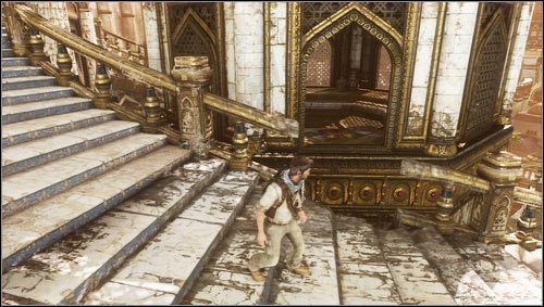 Immediately after entering the lost city, descend the first staircase and go to the crossroads - Uncharted 3: Chapter 21 treasures guide - Treasures - Uncharted 3 Drakes Deception Guide