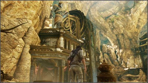 After meeting with Sullivan, you will take the elevator to move down - Uncharted 3: Chapter 22 treasures guide - Treasures - Uncharted 3 Drakes Deception Guide