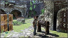 After slaughtering waves of bandits, Nate ran straight ahead through the square, passed by the truck, and moved towards the iron gate in the shadows - Uncharted 1: Unlocking the Past - Chapter 6 walkthrough - Walkthrough - Uncharted Drakes Fortune Guide