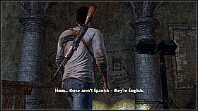 Behind the next corner, the hero ran down the stairs - at one point a large part of stairs was missing, so he jumped down to move further - Uncharted 1: Unlocking the Past - Chapter 6 walkthrough - Walkthrough - Uncharted Drakes Fortune Guide
