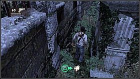 After killing all enemies, Nate jumped down and bypassed a hole in the ground - there were small stone houses near it - Uncharted 1: On the Trail of the Treasure - Chapter 15 walkthrough - Walkthrough - Uncharted Drakes Fortune Guide