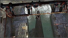 At the end of the next horizontal pipe, he jumped on a chain and then to the right (after swinging on it) - Uncharted 1: The Bunker - Chapter 18 walkthrough - Walkthrough - Uncharted Drakes Fortune Guide