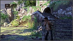 The hero leaped back on the wall and ran ahead - Uncharted 1: The Fortress - Chapter 5 walkthrough - Walkthrough - Uncharted Drakes Fortune Guide