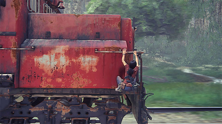 Use the protruding elements to reach to the top of the engine - End of the Line - Walkthrough - Uncharted: The Lost Legacy Game Guide